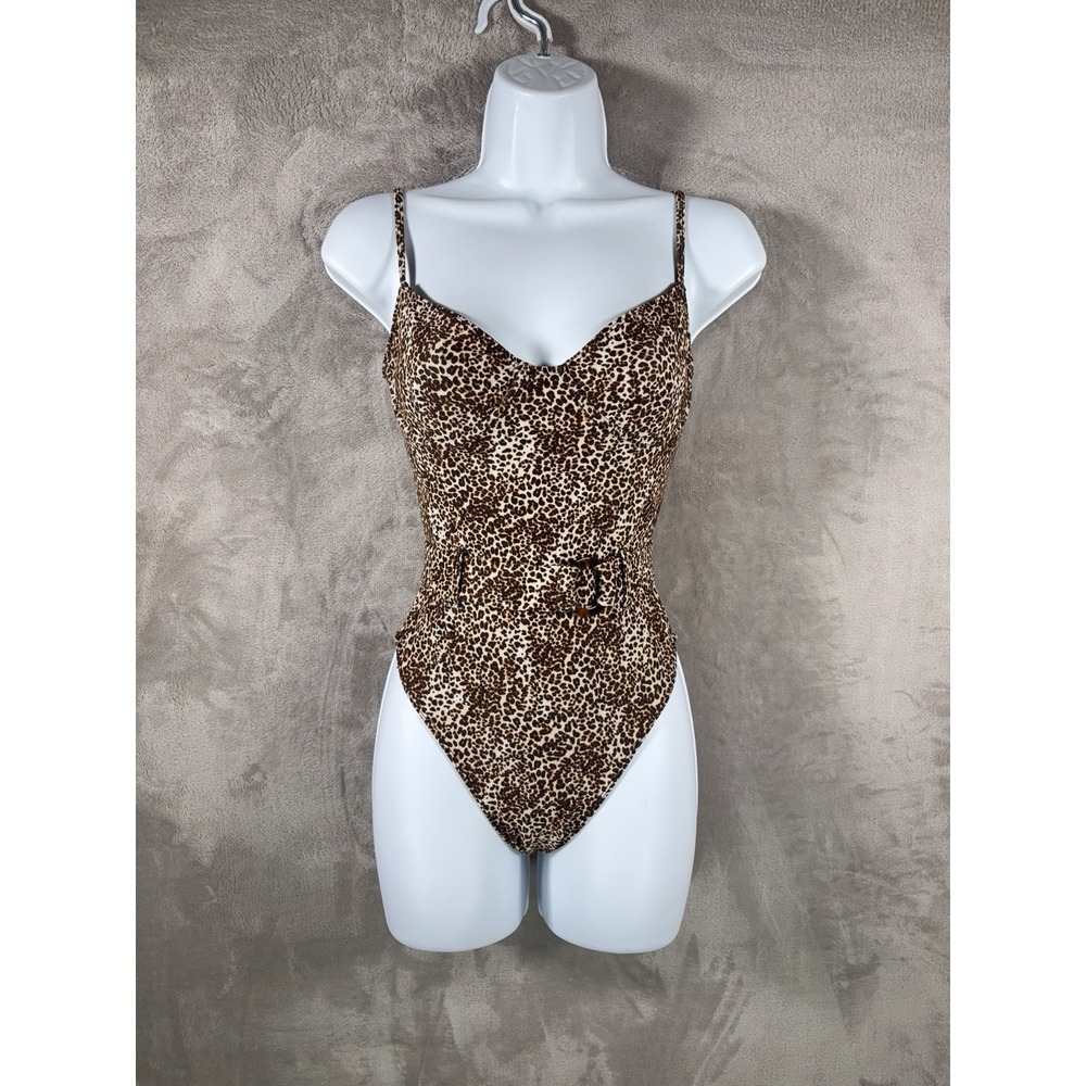 FAITHFULL THE BRAND Amalfi One Piece Swim Suit Womens‎ Size Small Leopard